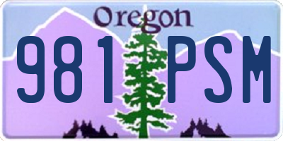 OR license plate 981PSM