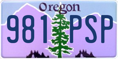 OR license plate 981PSP