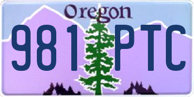OR license plate 981PTC