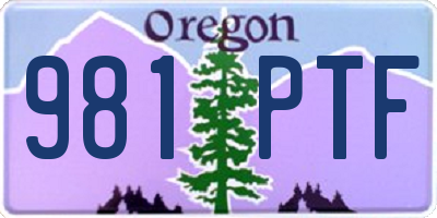 OR license plate 981PTF