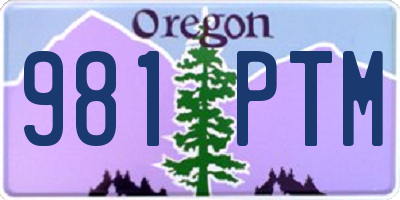OR license plate 981PTM