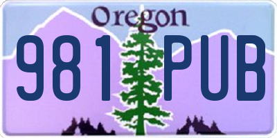 OR license plate 981PUB