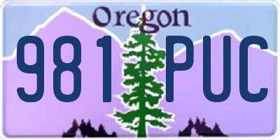 OR license plate 981PUC