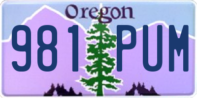 OR license plate 981PUM