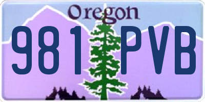 OR license plate 981PVB