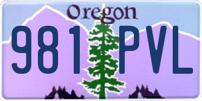 OR license plate 981PVL