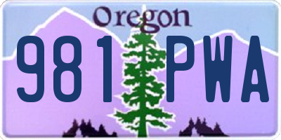 OR license plate 981PWA