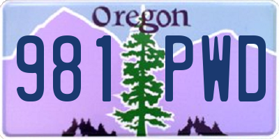 OR license plate 981PWD