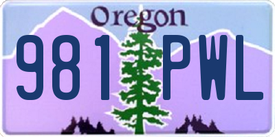 OR license plate 981PWL