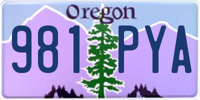 OR license plate 981PYA