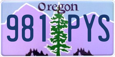 OR license plate 981PYS