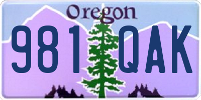 OR license plate 981QAK