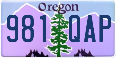 OR license plate 981QAP