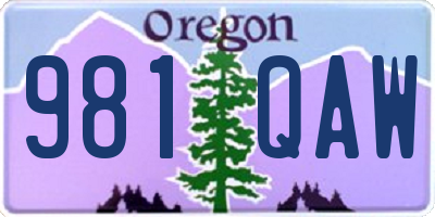 OR license plate 981QAW