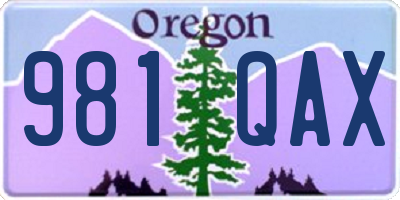 OR license plate 981QAX