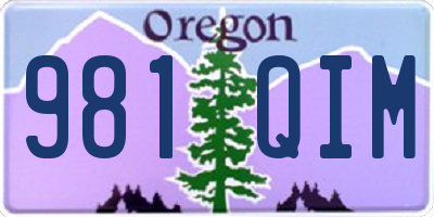OR license plate 981QIM