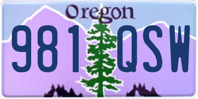 OR license plate 981QSW