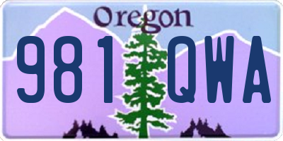 OR license plate 981QWA