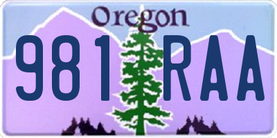 OR license plate 981RAA