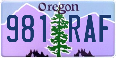 OR license plate 981RAF