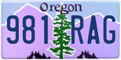 OR license plate 981RAG