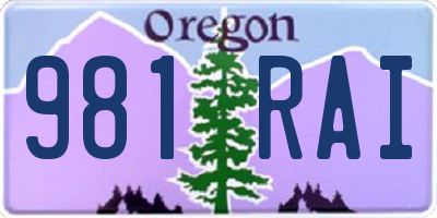 OR license plate 981RAI