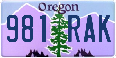 OR license plate 981RAK