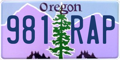 OR license plate 981RAP