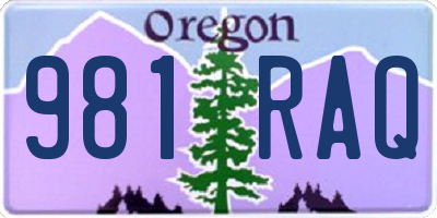 OR license plate 981RAQ