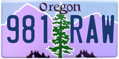 OR license plate 981RAW