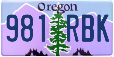 OR license plate 981RBK