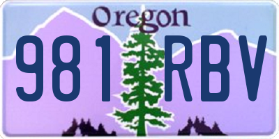 OR license plate 981RBV
