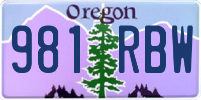 OR license plate 981RBW