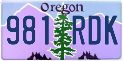 OR license plate 981RDK