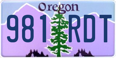 OR license plate 981RDT