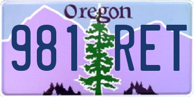 OR license plate 981RET