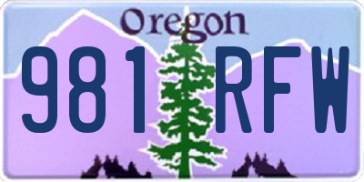 OR license plate 981RFW