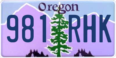OR license plate 981RHK