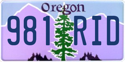 OR license plate 981RID