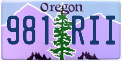 OR license plate 981RII