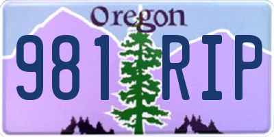 OR license plate 981RIP