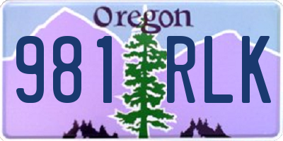 OR license plate 981RLK
