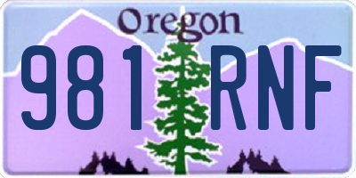 OR license plate 981RNF