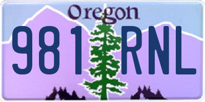 OR license plate 981RNL