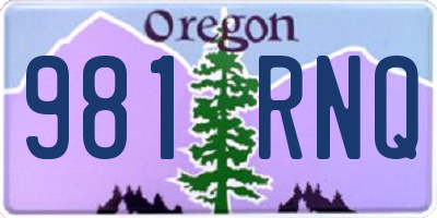 OR license plate 981RNQ