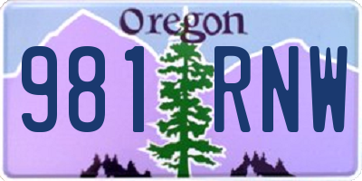 OR license plate 981RNW