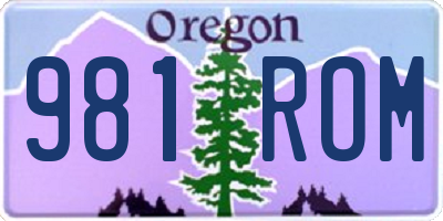 OR license plate 981ROM