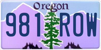 OR license plate 981ROW