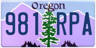 OR license plate 981RPA