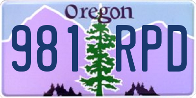 OR license plate 981RPD